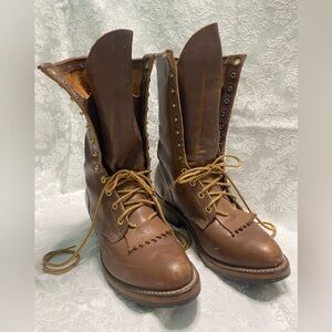 Unbranded VNTG Packer Boot Roper  Smoke Jumper USA MADE Soft Toe Hook & Eye
